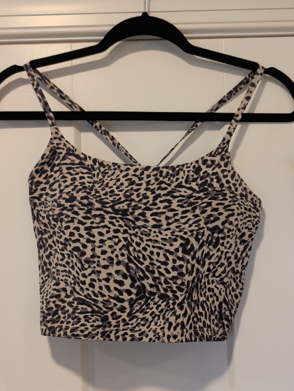 aerie Leopard Print Cami Crop Top - Black and Cream